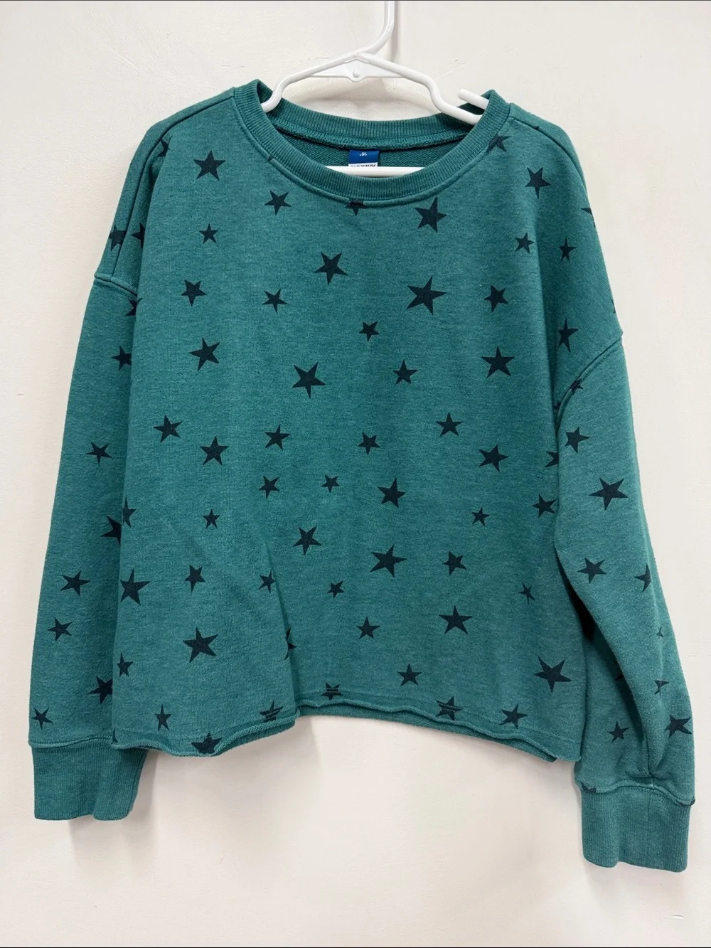 Old Navy Teal Star Print Sweatshirt M 8